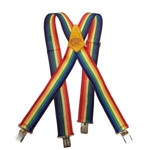 Vintage Nicholas Work Gear Rainbow Striped Suspenders Made in USA No 113